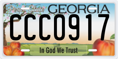 GA license plate CCC0917