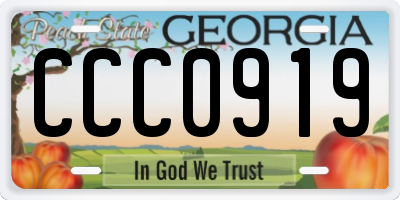 GA license plate CCC0919