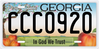 GA license plate CCC0920