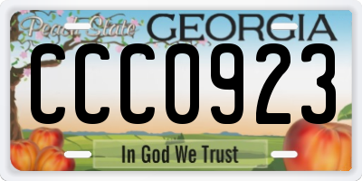 GA license plate CCC0923