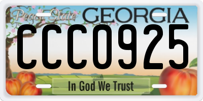 GA license plate CCC0925