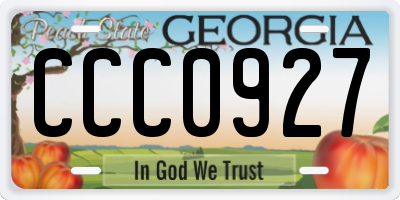GA license plate CCC0927