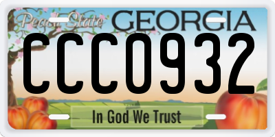GA license plate CCC0932