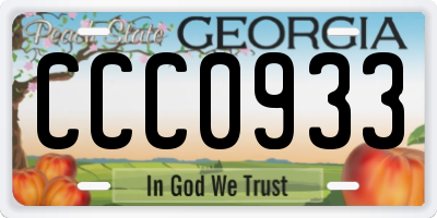 GA license plate CCC0933