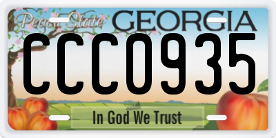 GA license plate CCC0935