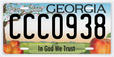 GA license plate CCC0938
