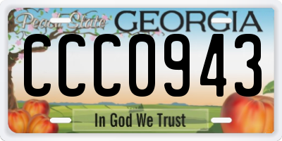 GA license plate CCC0943