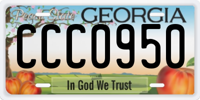 GA license plate CCC0950