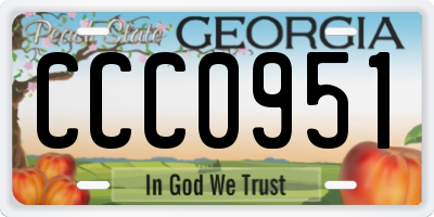 GA license plate CCC0951