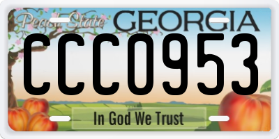 GA license plate CCC0953