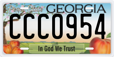 GA license plate CCC0954