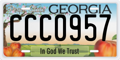 GA license plate CCC0957