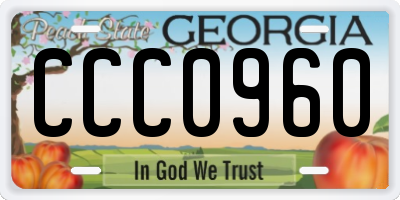 GA license plate CCC0960