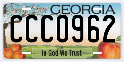 GA license plate CCC0962