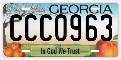 GA license plate CCC0963