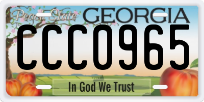 GA license plate CCC0965