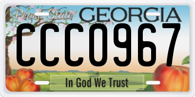 GA license plate CCC0967
