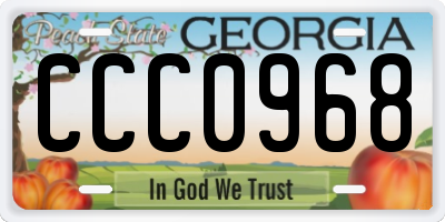 GA license plate CCC0968