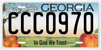 GA license plate CCC0970