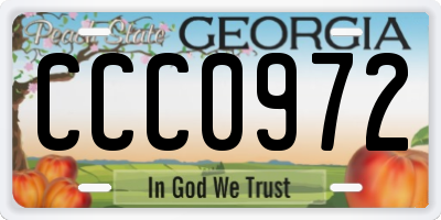 GA license plate CCC0972