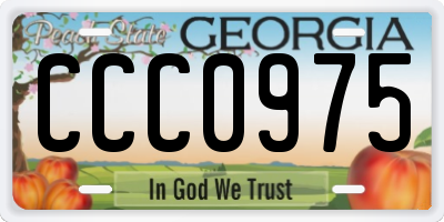 GA license plate CCC0975