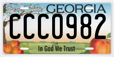 GA license plate CCC0982