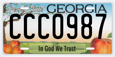 GA license plate CCC0987