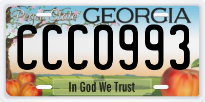 GA license plate CCC0993