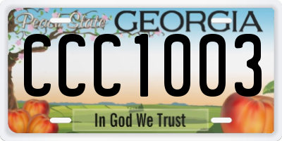 GA license plate CCC1003