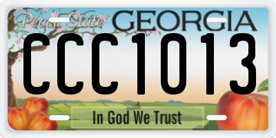 GA license plate CCC1013