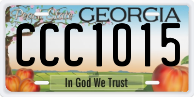 GA license plate CCC1015