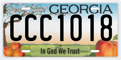GA license plate CCC1018