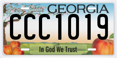 GA license plate CCC1019