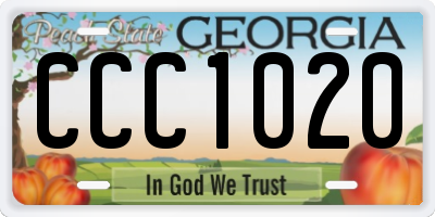 GA license plate CCC1020