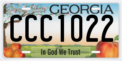 GA license plate CCC1022