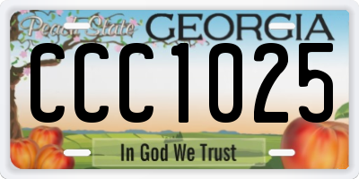 GA license plate CCC1025