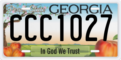 GA license plate CCC1027
