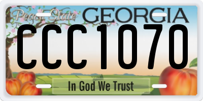 GA license plate CCC1070