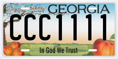 GA license plate CCC1111