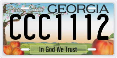 GA license plate CCC1112