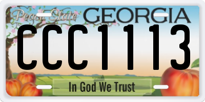 GA license plate CCC1113
