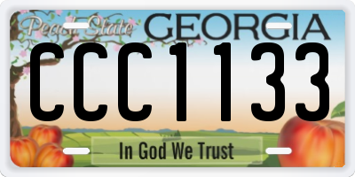 GA license plate CCC1133