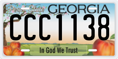 GA license plate CCC1138