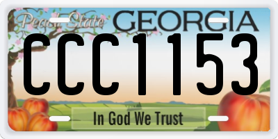 GA license plate CCC1153