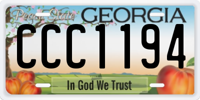 GA license plate CCC1194