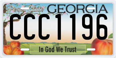 GA license plate CCC1196