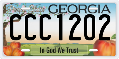GA license plate CCC1202