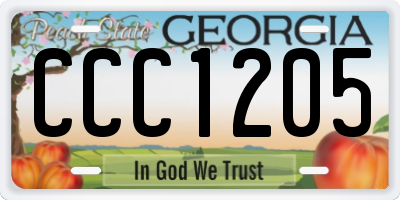 GA license plate CCC1205