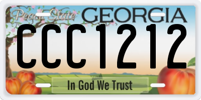 GA license plate CCC1212