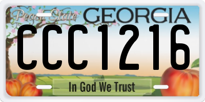 GA license plate CCC1216
